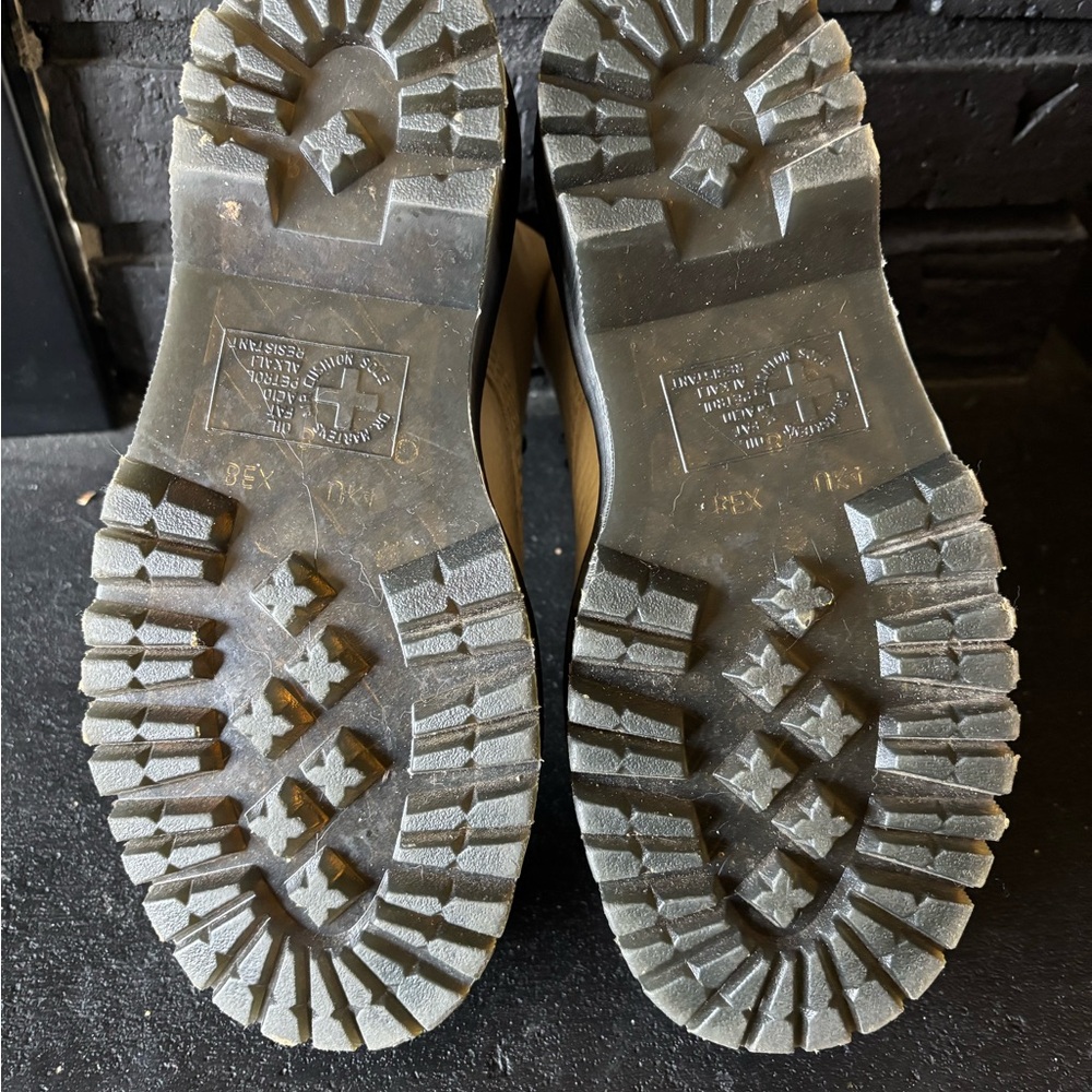 Dr. Martens Beige Leather Combat Boots - Picture 2 of 3